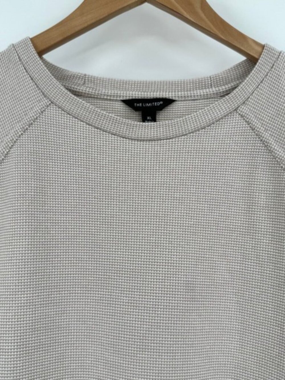 The Limited‎ Beige Waffle Knit Long Sleeve Pullover Top Women's Size XL
